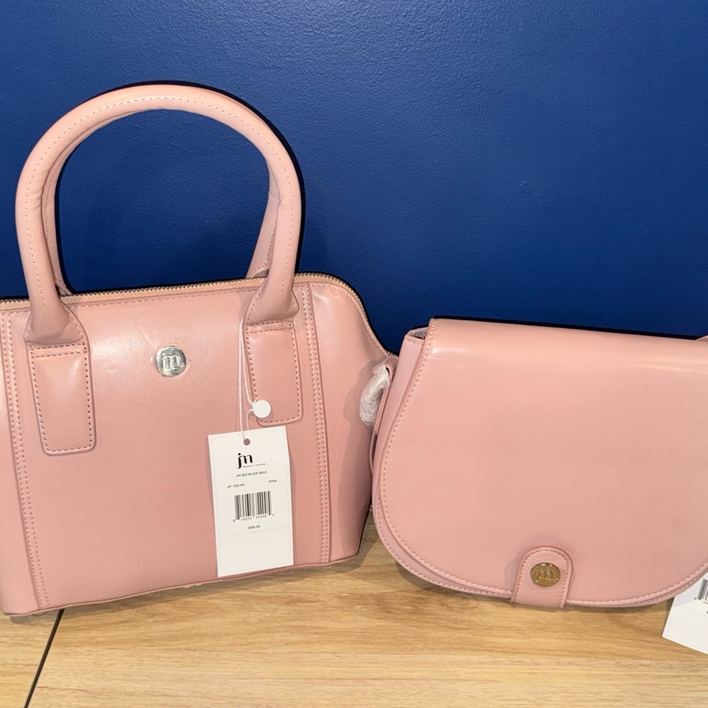 Jessica Moore Pink Bag Bundle NWT Bowler Bag + Mini Saddle Crossbody Set